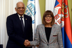 11 October 2019 National Assembly Speaker Maja Gojkovic and the Speaker of Parliament of the Arab Republic of Egypt Ali Abdel Aal 